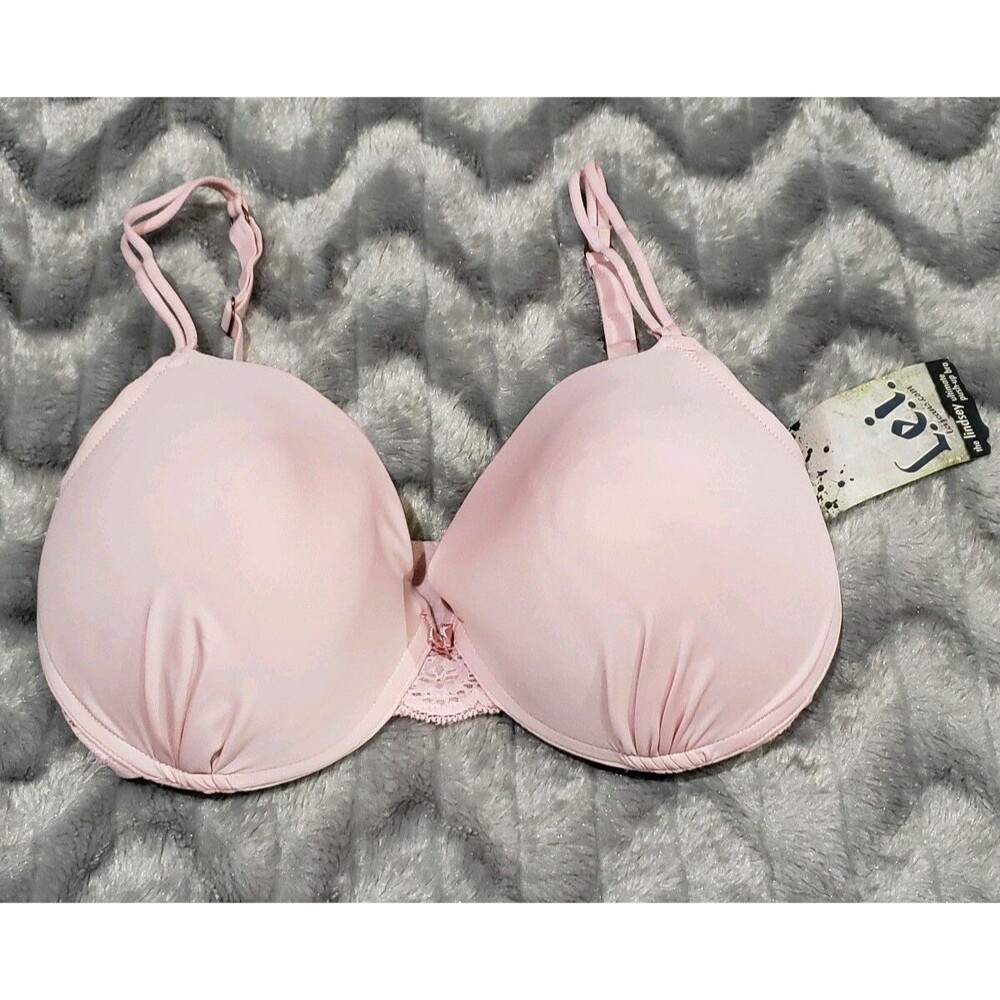 L.e.i Silver Pink Padded Push Up Bra With Underwire 36D NWT